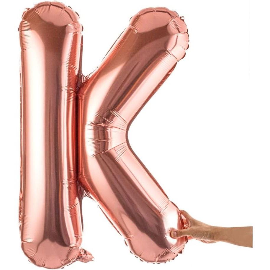 Balon Folie Metalizata Litera K, Flippy, 100 cm, Umflati cu Heliu sau Aer, Ambalaj Individual, Pai inclus, Rose Gold [8]
