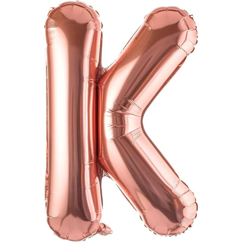 Balon Folie Metalizata Litera K, Flippy, 100 cm, Umflati cu Heliu sau Aer, Ambalaj Individual, Pai inclus, Rose Gold [1]
