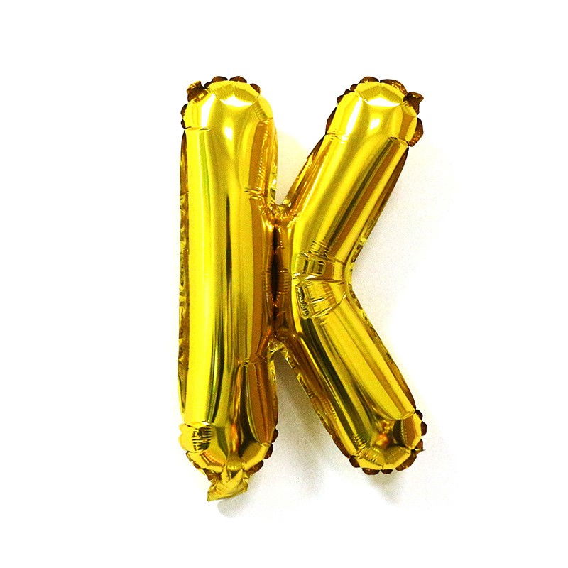 Balon Folie Metalizata Litera K, Flippy, 40 cm, Umflati cu Heliu sau Aer, Ambalaj Individual, Pai inclus, Auriu [4]