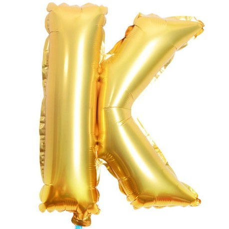 Balon Folie Metalizata Litera K, Flippy, 80 cm, Umflati cu Heliu sau Aer, Ambalaj Individual, Pai inclus, Auriu [3]