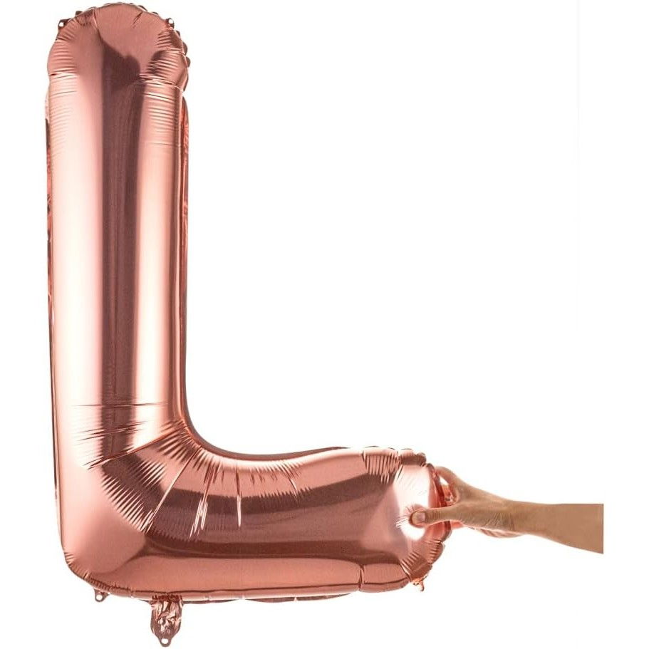 Balon Folie Metalizata Litera L, Flippy, 100 cm, Umflati cu Heliu sau Aer, Ambalaj Individual, Pai inclus, Rose Gold [8]