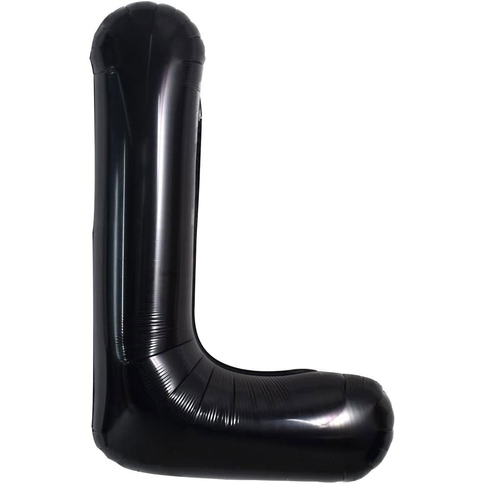 Balon Folie Metalizata Litera L, Flippy, 40 cm, Umflati cu Heliu sau Aer, Ambalaj Individual, Pai inclus, Negru [1]