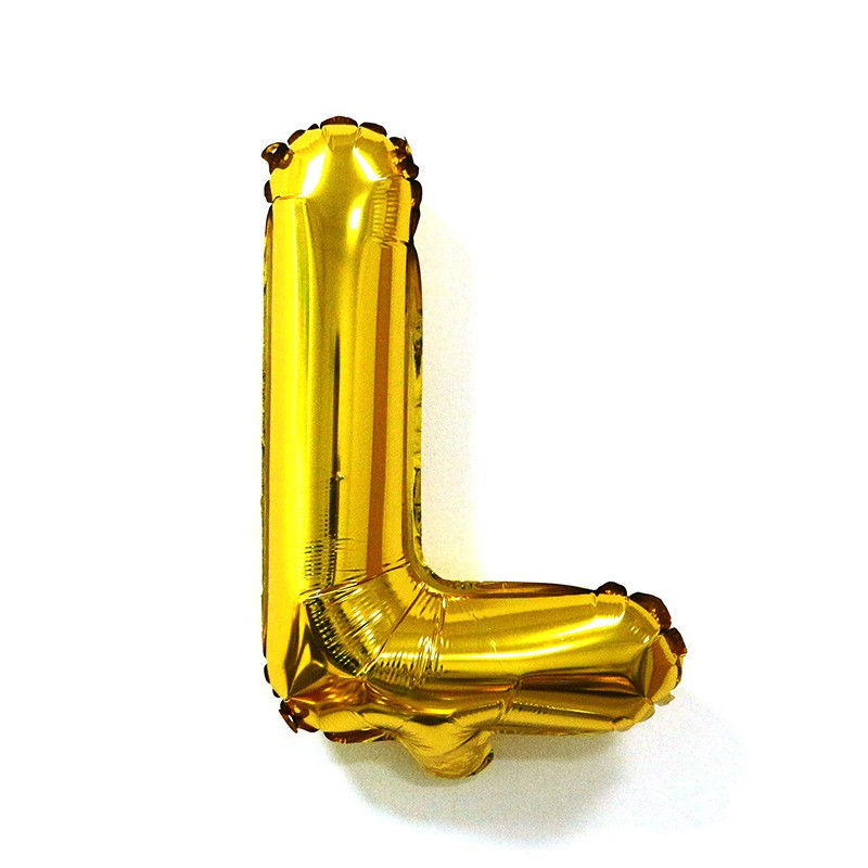 Balon Folie Metalizata Litera L, Flippy, 80 cm, Umflati cu Heliu sau Aer, Ambalaj Individual, Pai inclus, Auriu [6]
