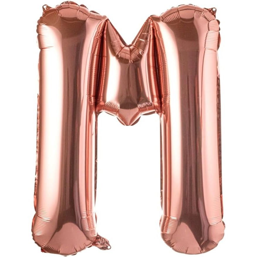 Balon Folie Metalizata Litera M, Flippy, 100 cm, Umflati cu Heliu sau Aer, Ambalaj Individual, Pai inclus, Rose Gold [1]