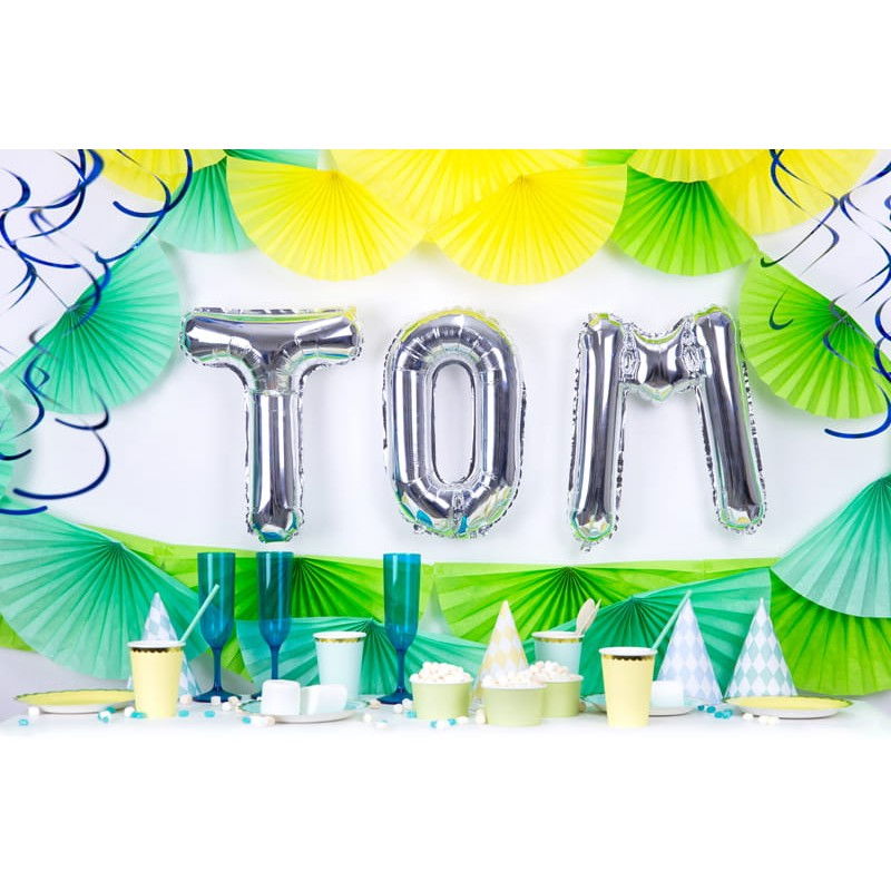 Balon Folie Metalizata Litera M, Flippy, 40 cm, Umflati cu Heliu sau Aer, Ambalaj Individual, Pai inclus, Argintiu [4]