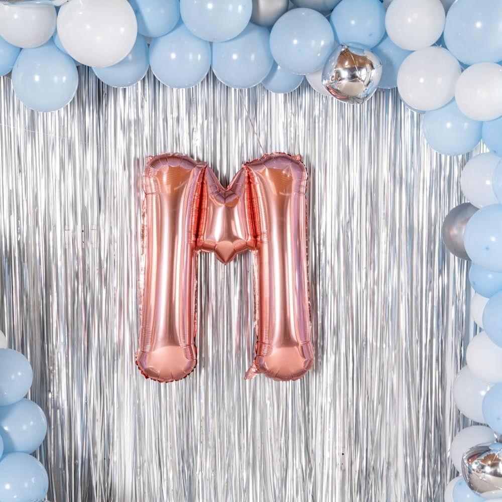 Balon Folie Metalizata Litera M, Flippy, 80 cm, Umflati cu Heliu sau Aer, Ambalaj Individual, Pai inclus, Rose Gold [7]