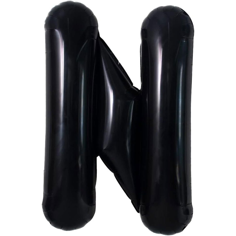 Balon Folie Metalizata Litera N, Flippy, 40 cm, Umflati cu Heliu sau Aer, Ambalaj Individual, Pai inclus, Negru [5]