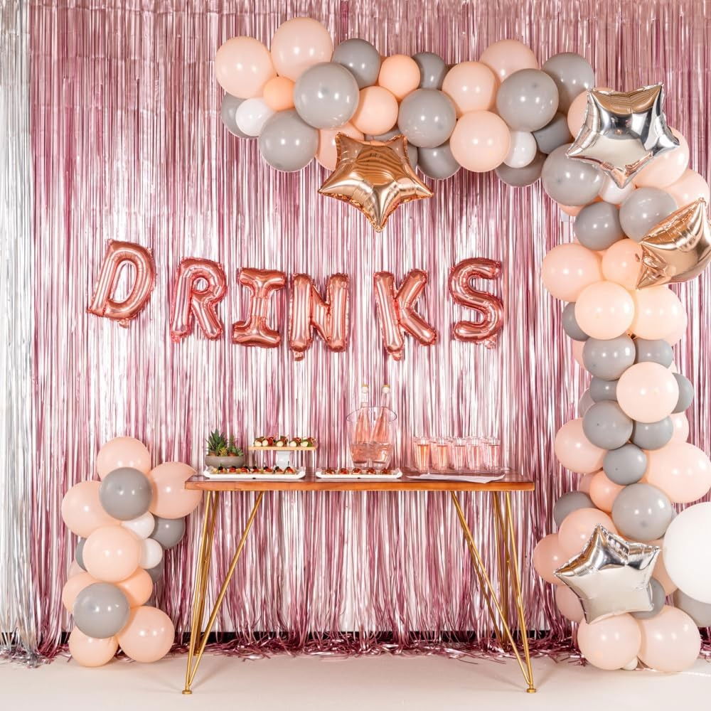 Balon Folie Metalizata Litera N, Flippy, 40 cm, Umflati cu Heliu sau Aer, Ambalaj Individual, Pai inclus, Rose Gold [4]