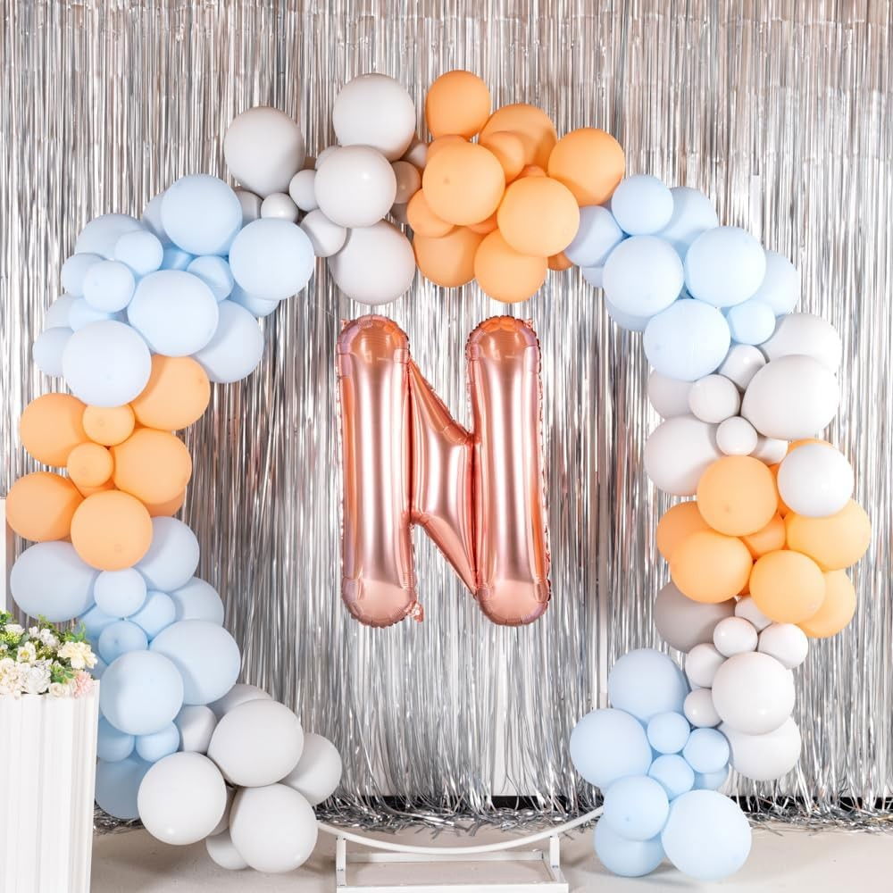 Balon Folie Metalizata Litera N, Flippy, 80 cm, Umflati cu Heliu sau Aer, Ambalaj Individual, Pai inclus, Rose Gold [6]