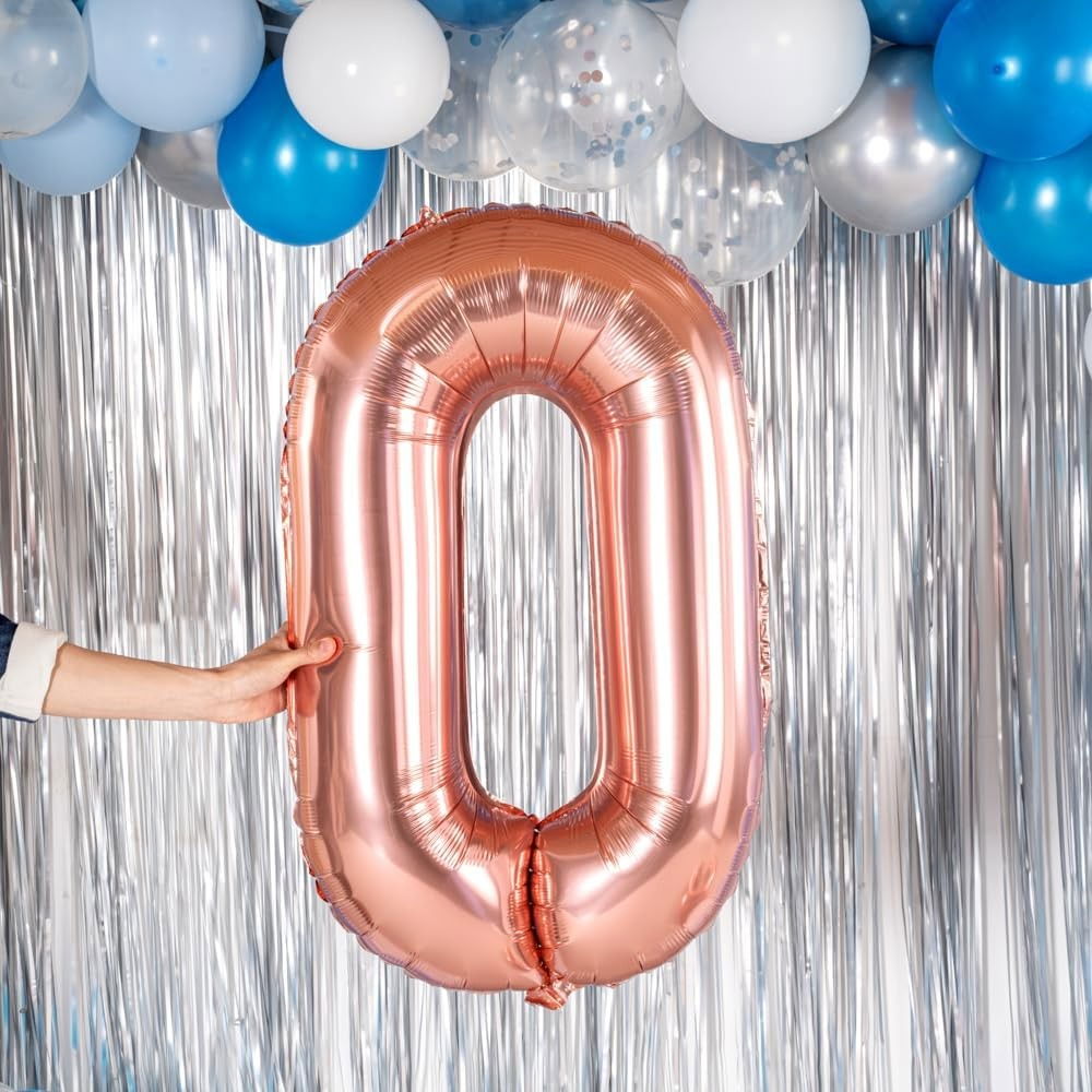 Balon Folie Metalizata Litera O, Flippy, 100 cm, Umflati cu Heliu sau Aer, Ambalaj Individual, Pai inclus, Rose Gold [5]