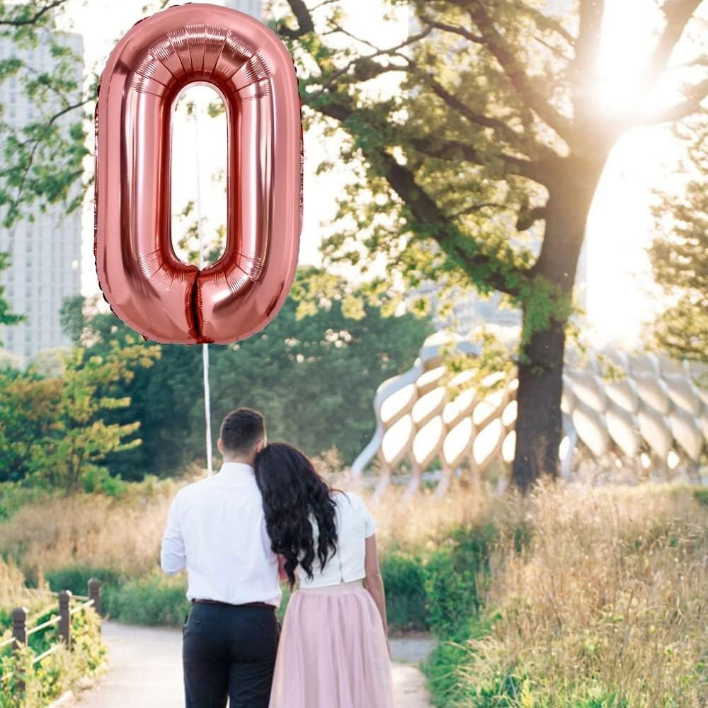 Balon Folie Metalizata Litera O, Flippy, 100 cm, Umflati cu Heliu sau Aer, Ambalaj Individual, Pai inclus, Rose Gold [3]