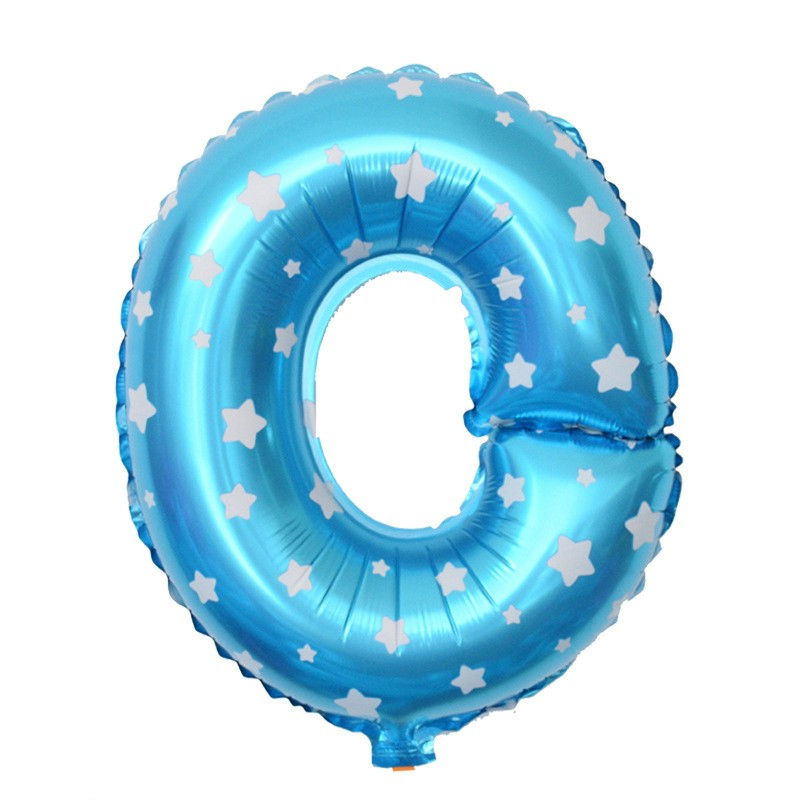 Balon Folie Metalizata Litera O, Flippy, 40 cm, Cu Imprimeu Stelute, Umflati cu Heliu sau Aer, Ambalaj Individual, Pai inclus, Albastru [4]