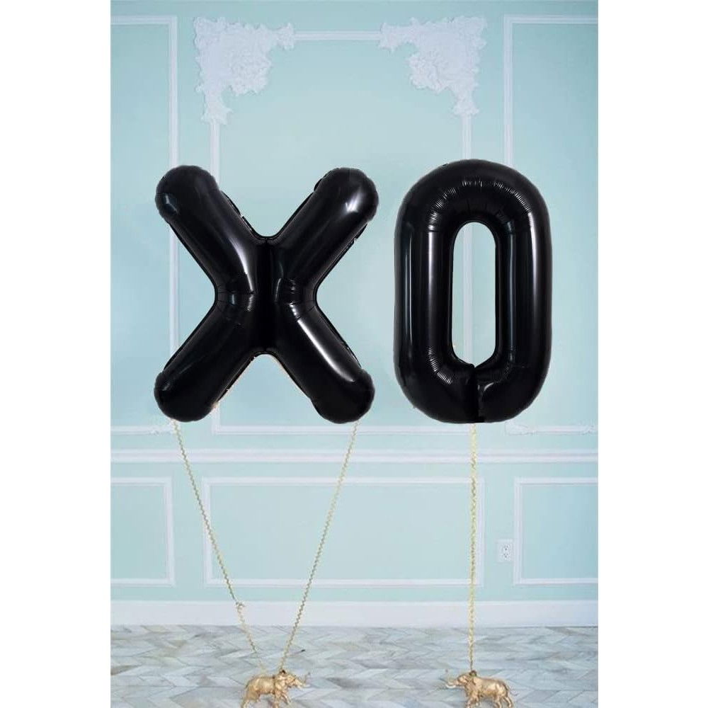 Balon Folie Metalizata Litera O, Flippy, 40 cm, Umflati cu Heliu sau Aer, Ambalaj Individual, Pai inclus, Negru [4]