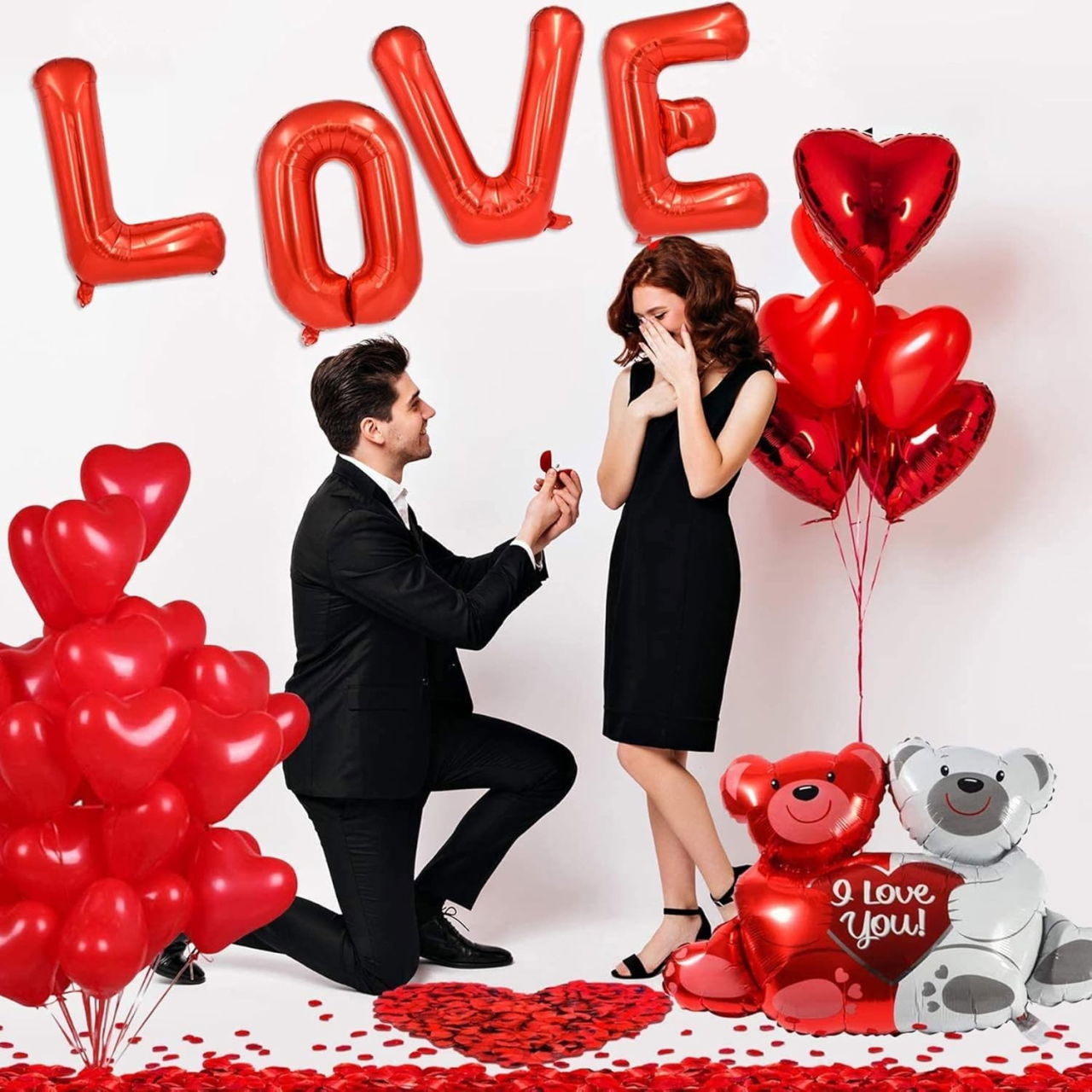 Balon Folie Metalizata Litera O, Flippy, 40 cm, Umflati cu Heliu sau Aer, Ambalaj Individual, Pai inclus, Rosu [7]