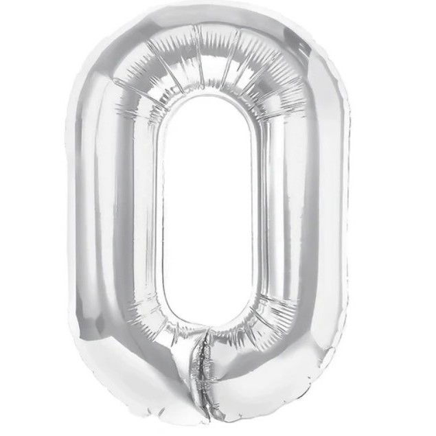 Balon Folie Metalizata Litera O, Flippy, 80 cm, Umflati cu Heliu sau Aer, Ambalaj Individual, Pai inclus, Argintiu [1]