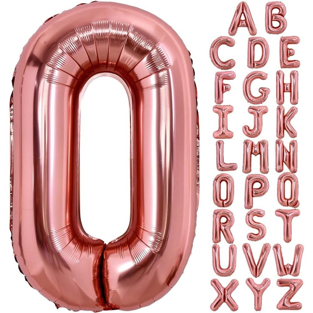 Balon Folie Metalizata Litera O, Flippy, 80 cm, Umflati cu Heliu sau Aer, Ambalaj Individual, Pai inclus, Rose Gold [4]