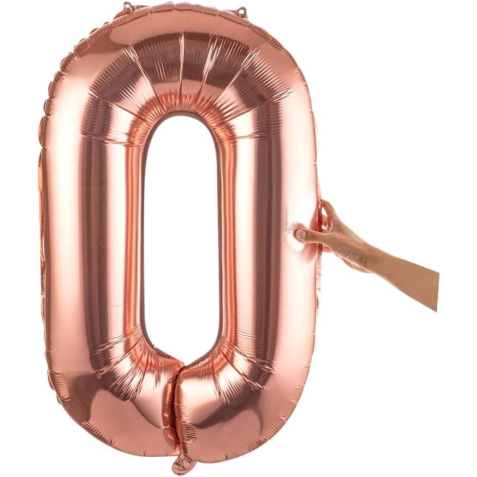 Balon Folie Metalizata Litera O, Flippy, 80 cm, Umflati cu Heliu sau Aer, Ambalaj Individual, Pai inclus, Rose Gold [8]