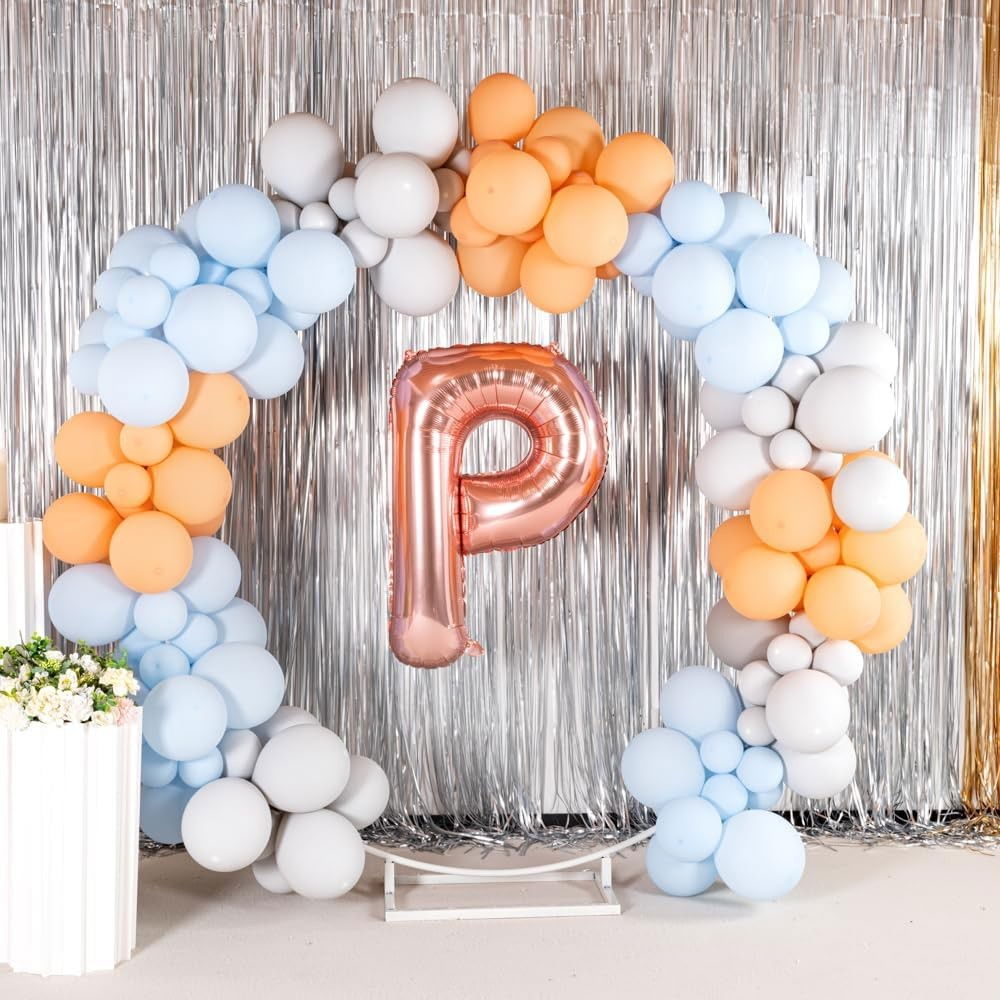 Balon Folie Metalizata Litera P, Flippy, 80 cm, Umflati cu Heliu sau Aer, Ambalaj Individual, Pai inclus, Rose Gold [6]