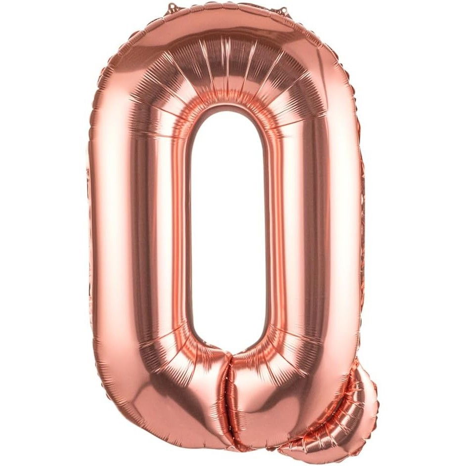 Balon Folie Metalizata Litera Q, Flippy, 100 cm, Umflati cu Heliu sau Aer, Ambalaj Individual, Pai inclus, Rose Gold [1]