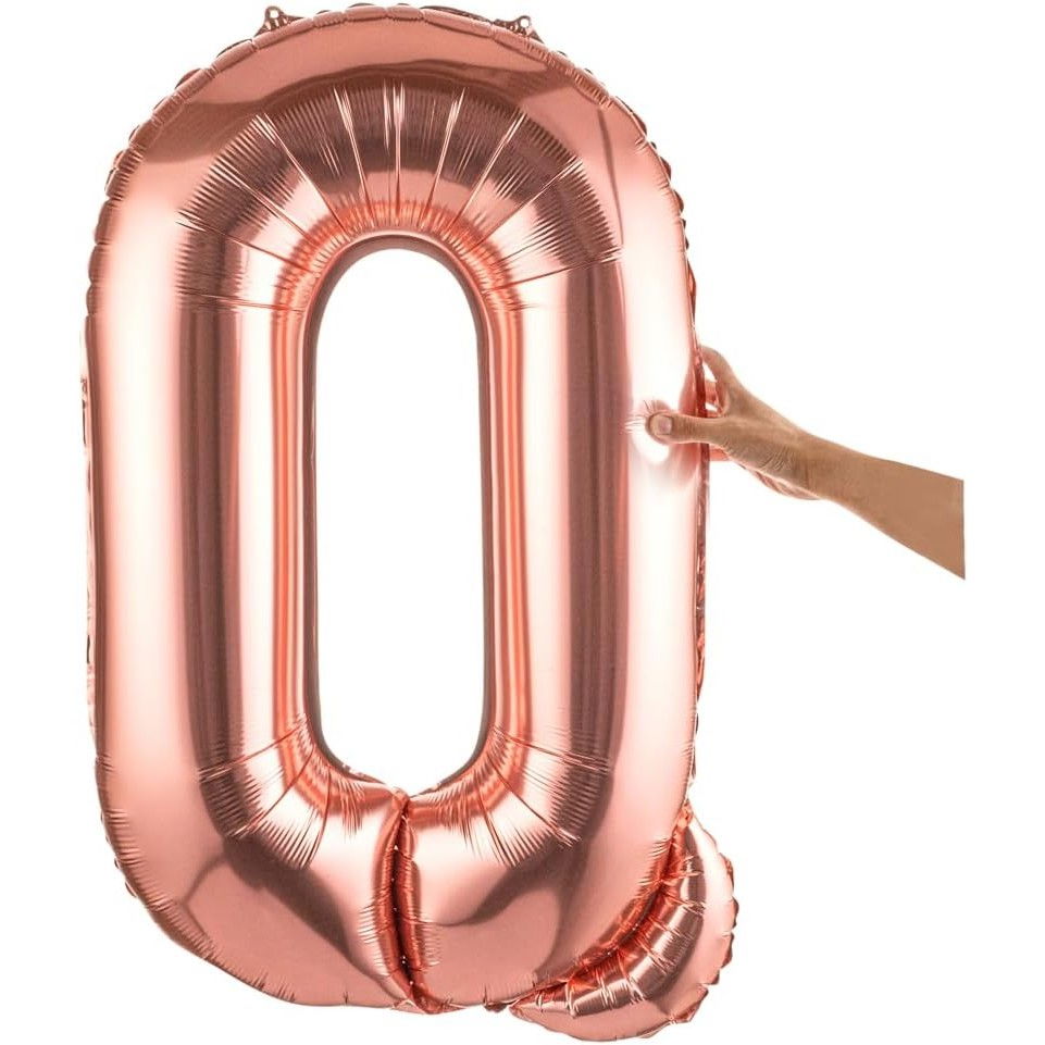 Balon Folie Metalizata Litera Q, Flippy, 100 cm, Umflati cu Heliu sau Aer, Ambalaj Individual, Pai inclus, Rose Gold [8]