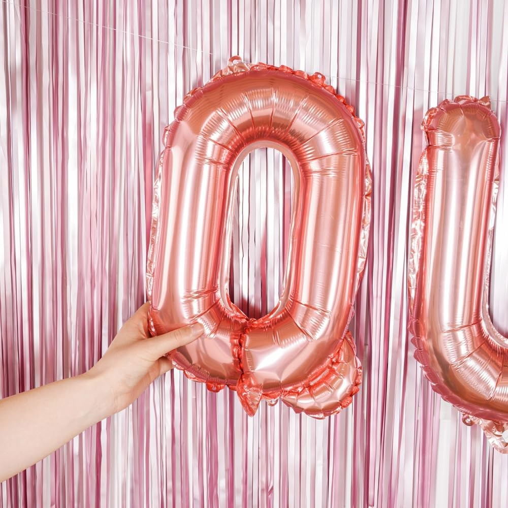 Balon Folie Metalizata Litera Q, Flippy, 40 cm, Umflati cu Heliu sau Aer, Ambalaj Individual, Pai inclus, Rose Gold [5]
