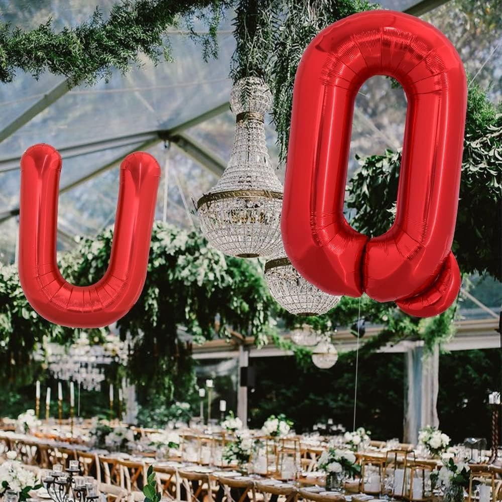 Balon Folie Metalizata Litera Q, Flippy, 40 cm, Umflati cu Heliu sau Aer, Ambalaj Individual, Pai inclus, Rosu [3]