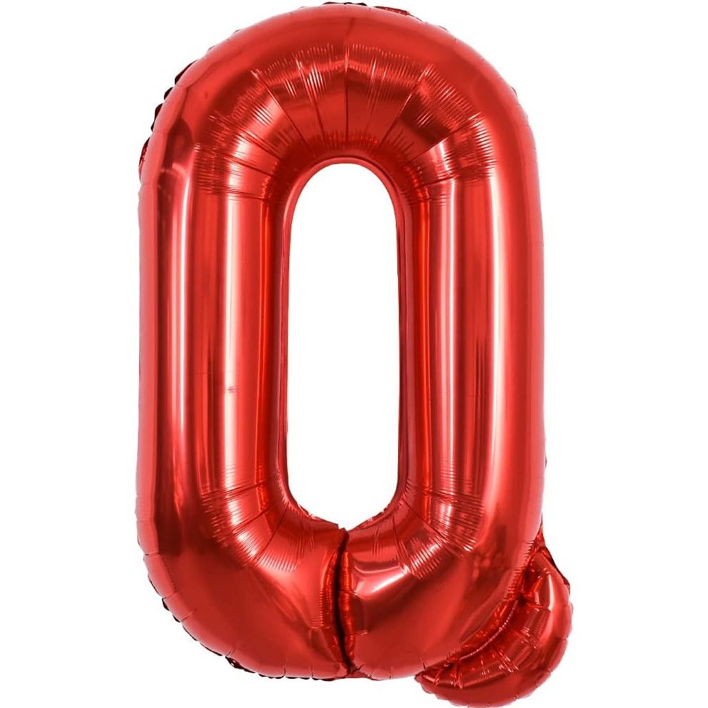 Balon Folie Metalizata Litera Q, Flippy, 40 cm, Umflati cu Heliu sau Aer, Ambalaj Individual, Pai inclus, Rosu [1]