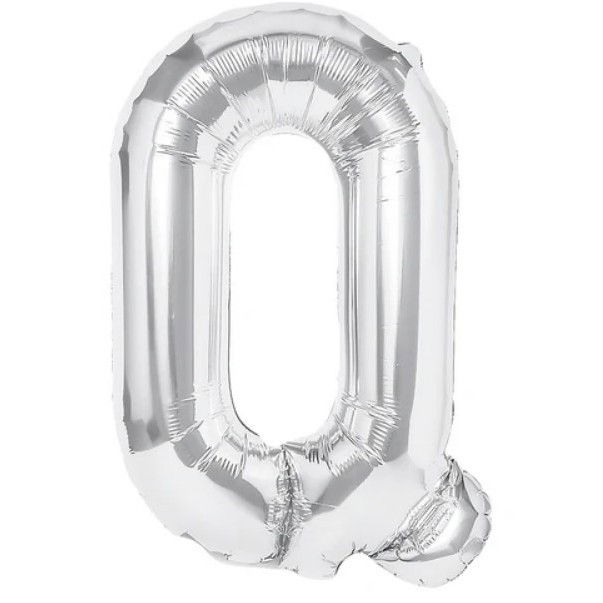 Balon Folie Metalizata Litera Q, Flippy, 80 cm, Umflati cu Heliu sau Aer, Ambalaj Individual, Pai inclus, Argintiu [1]