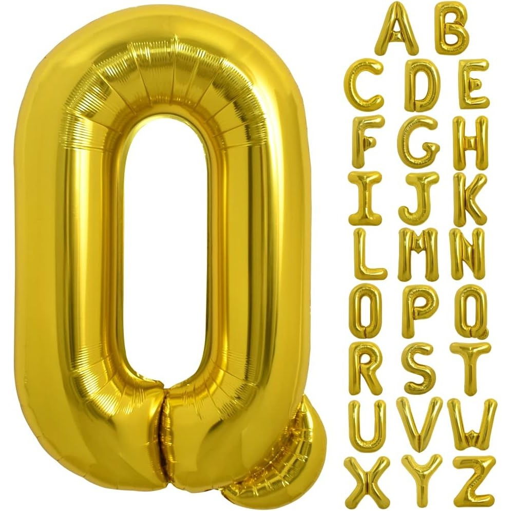 Balon Folie Metalizata Litera Q, Flippy, 80 cm, Umflati cu Heliu sau Aer, Ambalaj Individual, Pai inclus, Auriu [4]