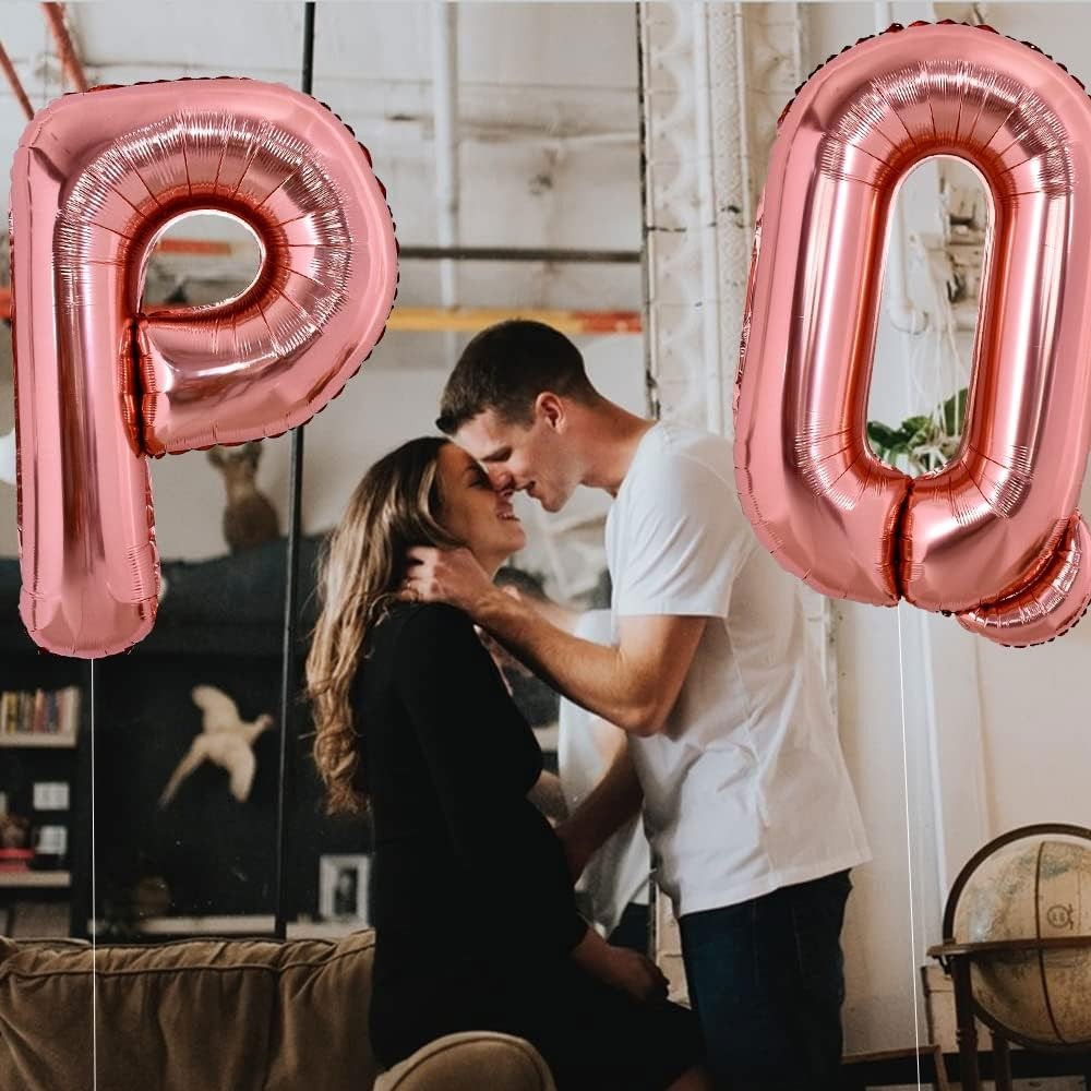 Balon Folie Metalizata Litera Q, Flippy, 80 cm, Umflati cu Heliu sau Aer, Ambalaj Individual, Pai inclus, Rose Gold [2]