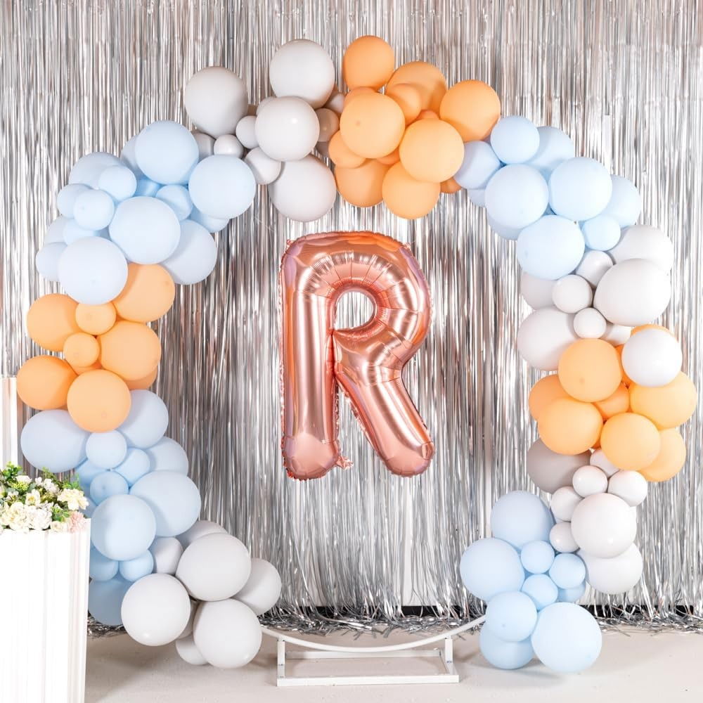 Balon Folie Metalizata Litera R, Flippy, 100 cm, Umflati cu Heliu sau Aer, Ambalaj Individual, Pai inclus, Rose Gold [6]