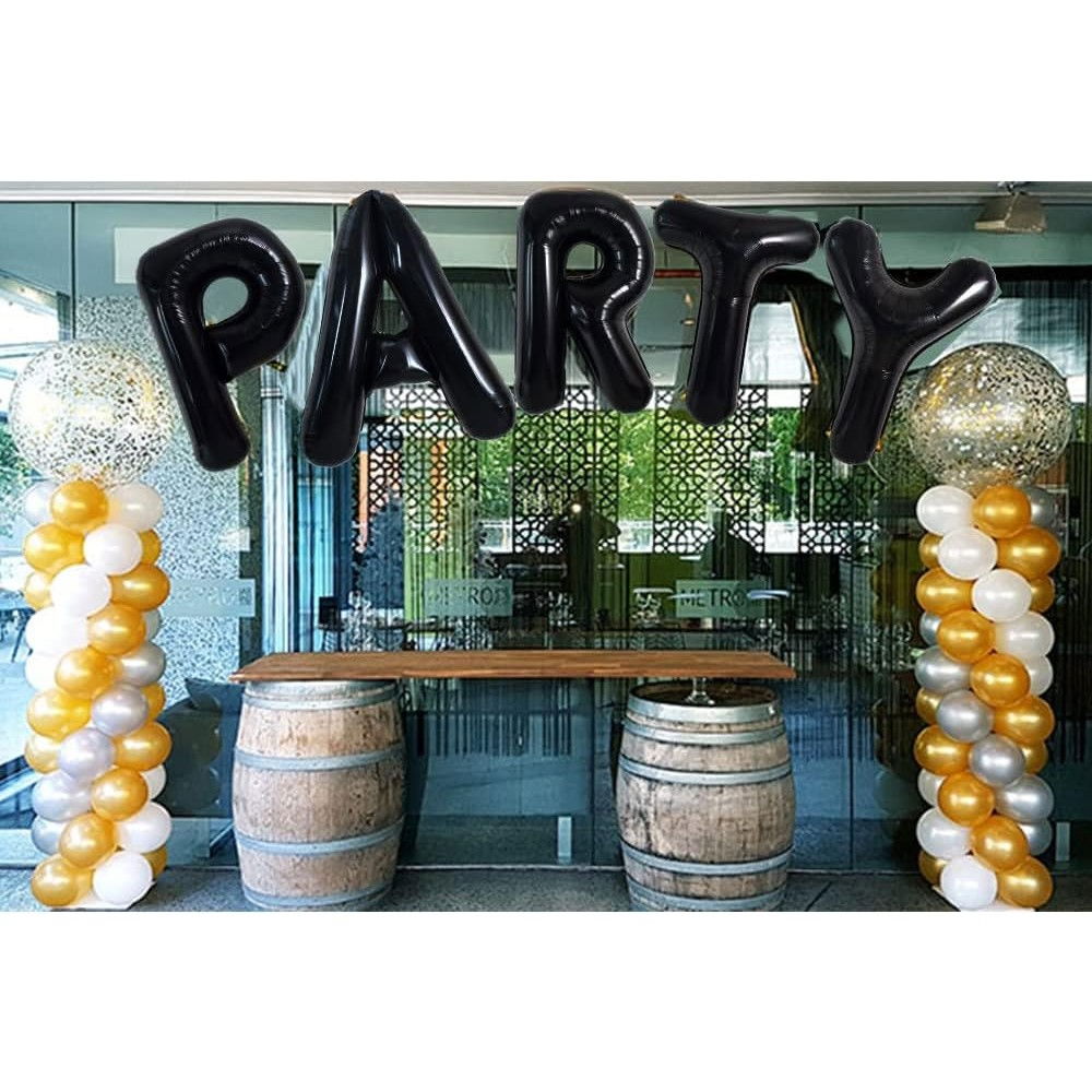 Balon Folie Metalizata Litera R, Flippy, 40 cm, Umflati cu Heliu sau Aer, Ambalaj Individual, Pai inclus, Negru [4]