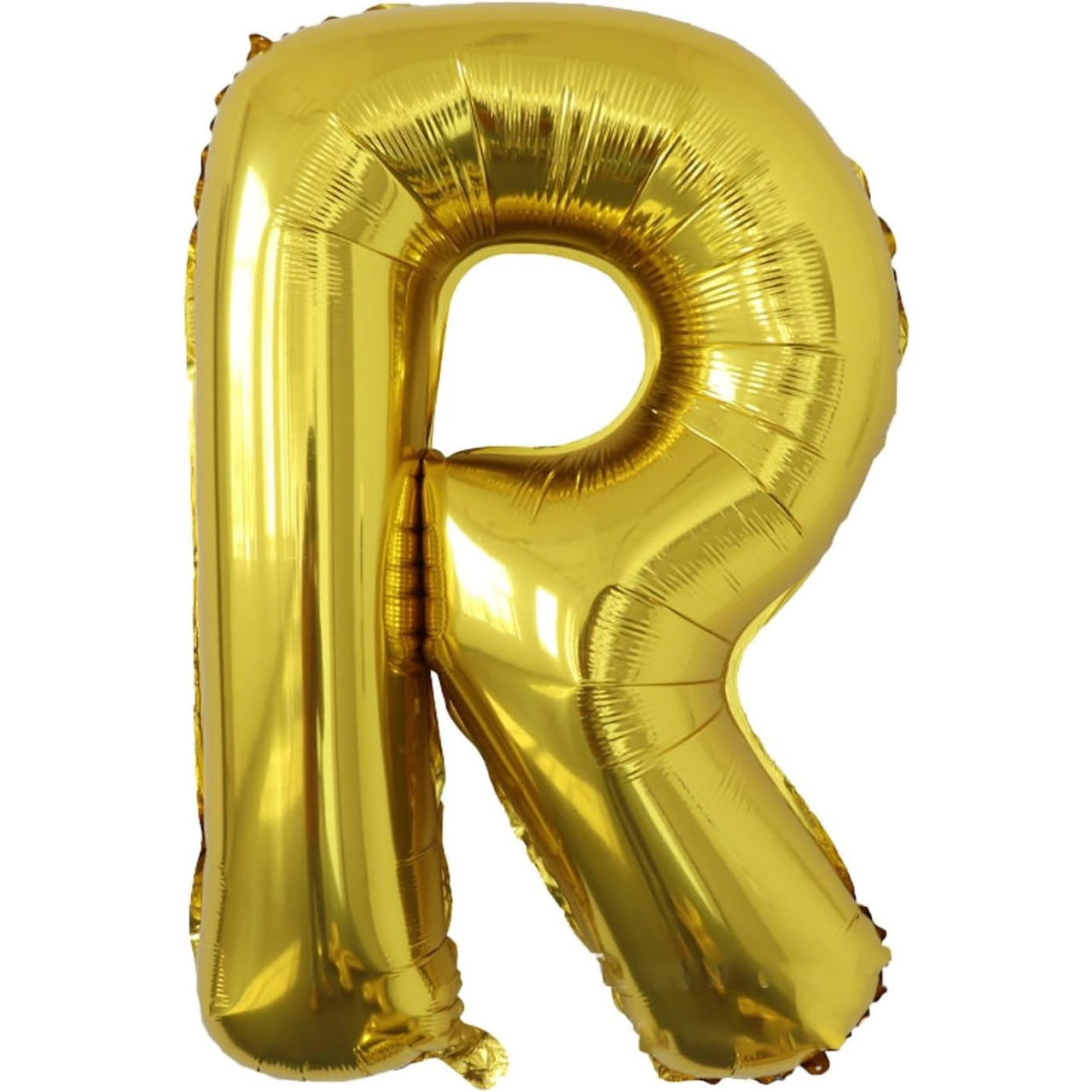 Balon Folie Metalizata Litera R, Flippy, 80 cm, Umflati cu Heliu sau Aer, Ambalaj Individual, Pai inclus, Auriu [1]