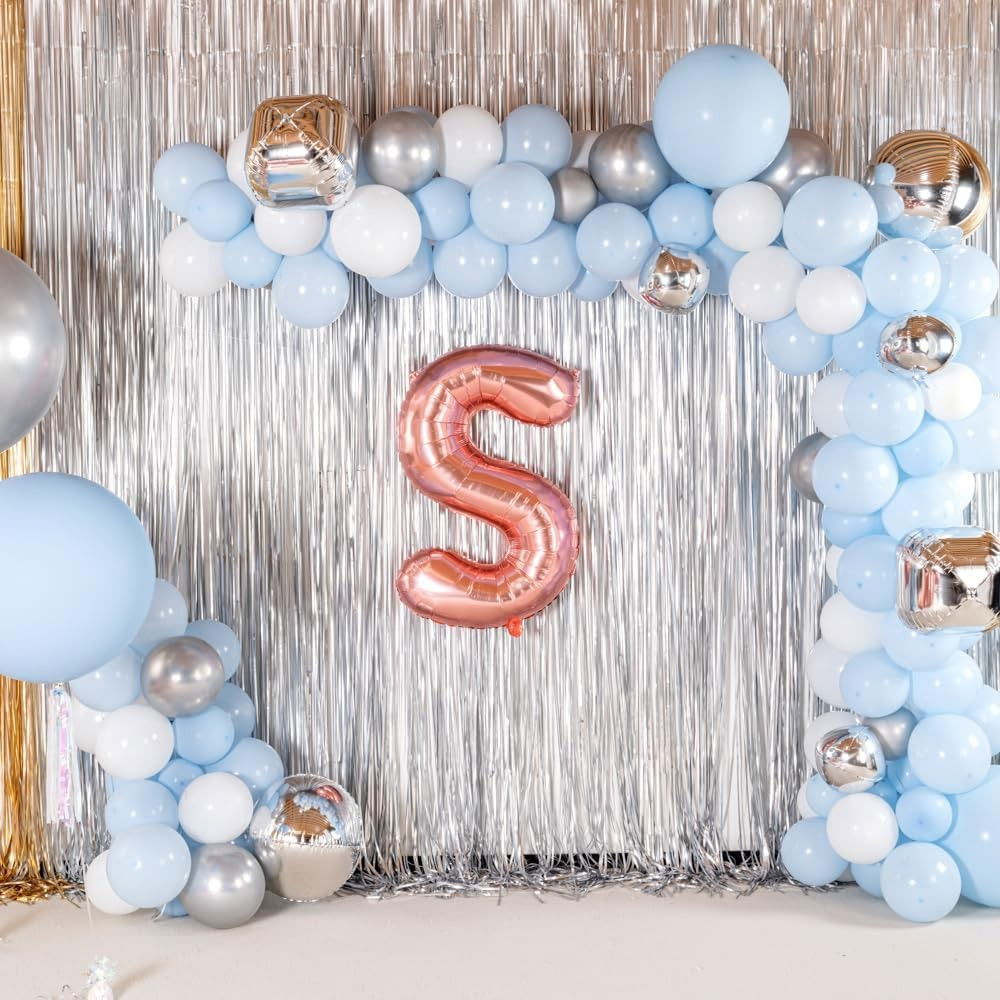 Balon Folie Metalizata Litera S, Flippy, 100 cm, Umflati cu Heliu sau Aer, Ambalaj Individual, Pai inclus, Rose Gold [6]