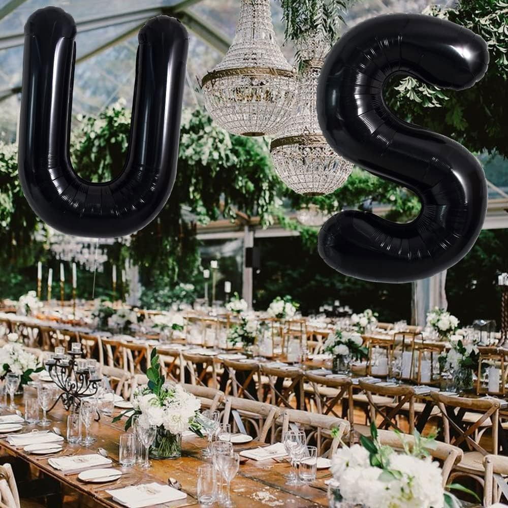 Balon Folie Metalizata Litera S, Flippy, 40 cm, Umflati cu Heliu sau Aer, Ambalaj Individual, Pai inclus, Negru [3]