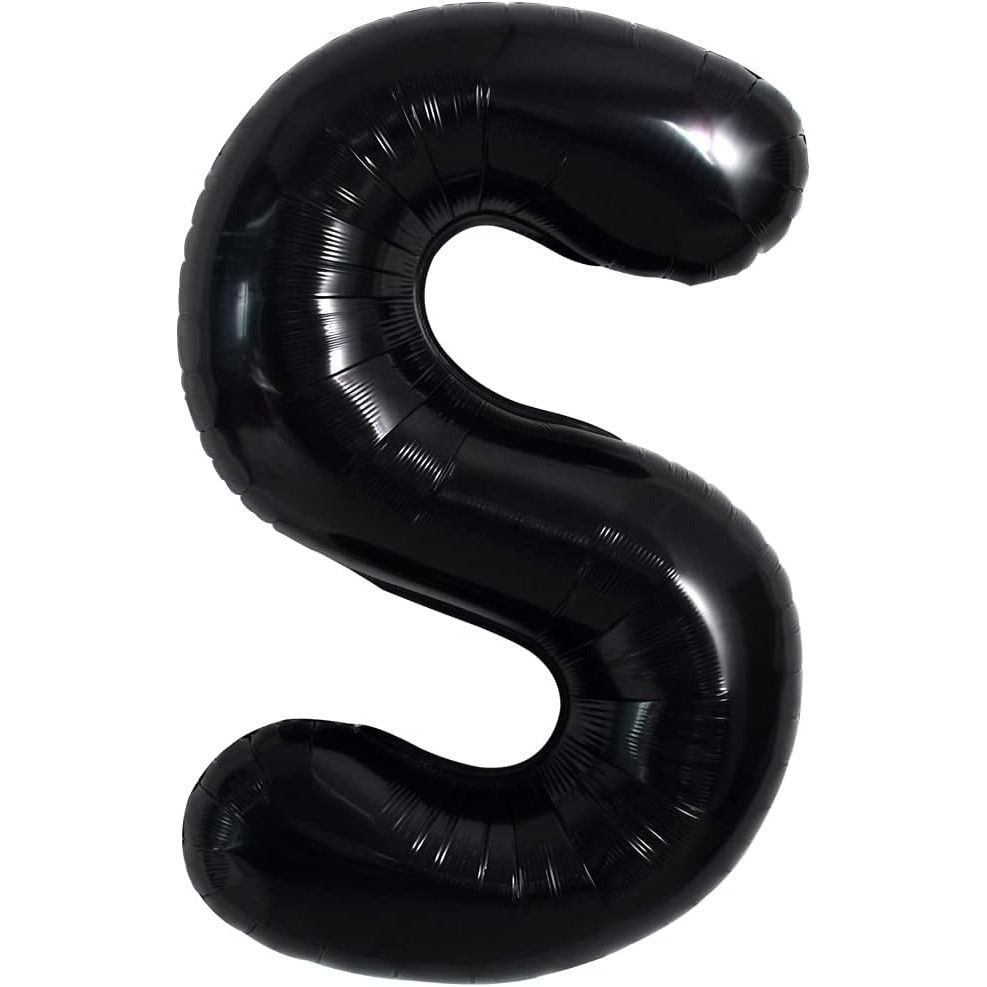 Balon Folie Metalizata Litera S, Flippy, 40 cm, Umflati cu Heliu sau Aer, Ambalaj Individual, Pai inclus, Negru [5]