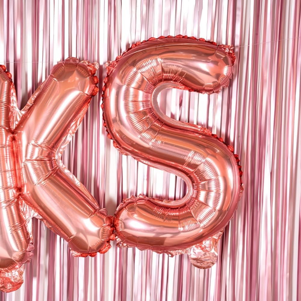 Balon Folie Metalizata Litera S, Flippy, 40 cm, Umflati cu Heliu sau Aer, Ambalaj Individual, Pai inclus, Rose Gold [4]