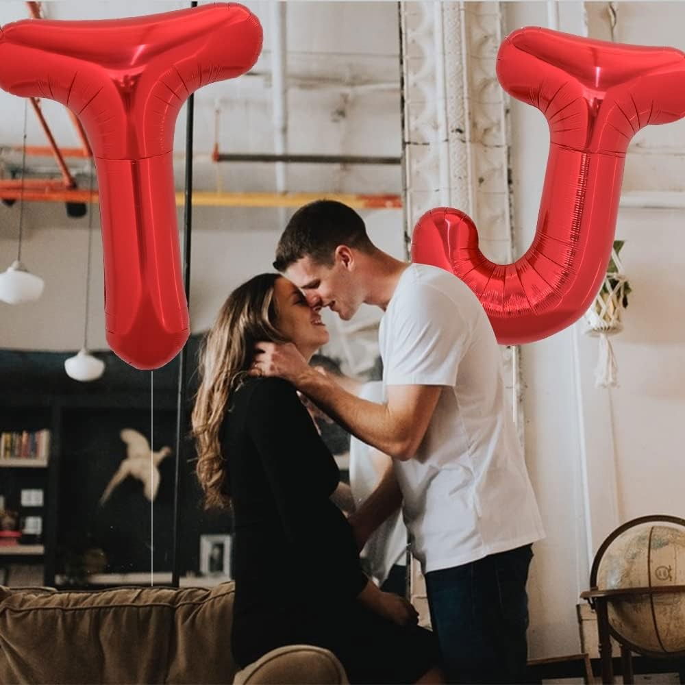 Balon Folie Metalizata Litera T, Flippy, 40 cm, Umflati cu Heliu sau Aer, Ambalaj Individual, Pai inclus, Rosu [5]