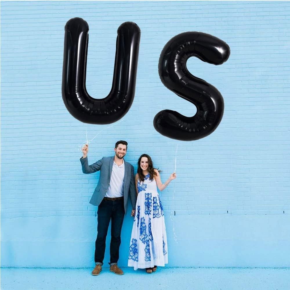 Balon Folie Metalizata Litera U, Flippy, 40 cm, Umflati cu Heliu sau Aer, Ambalaj Individual, Pai inclus, Negru [5]