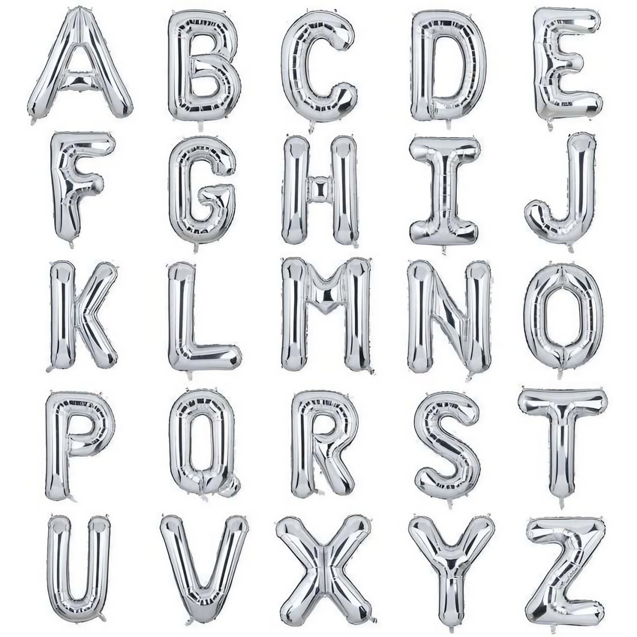Balon Folie Metalizata Litera V, Flippy, 40 cm, Umflati cu Heliu sau Aer, Ambalaj Individual, Pai inclus, Argintiu [8]