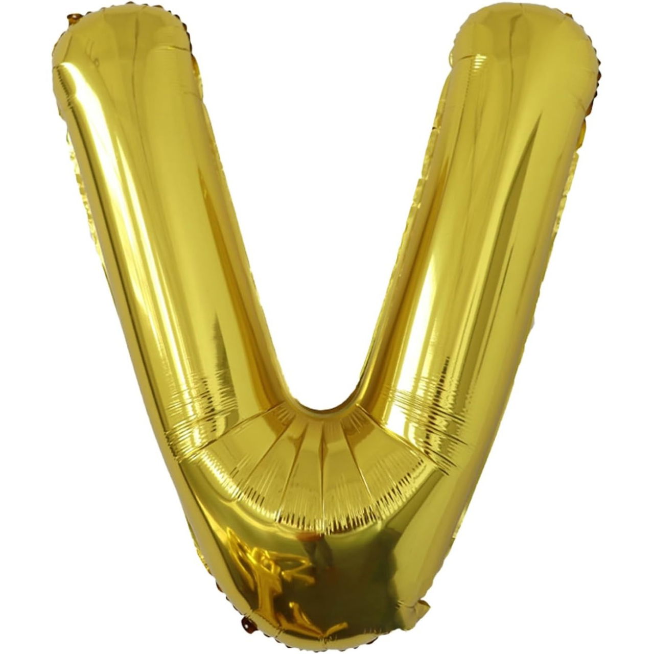 Balon Folie Metalizata Litera V, Flippy, 80 cm, Umflati cu Heliu sau Aer, Ambalaj Individual, Pai inclus, Auriu [1]