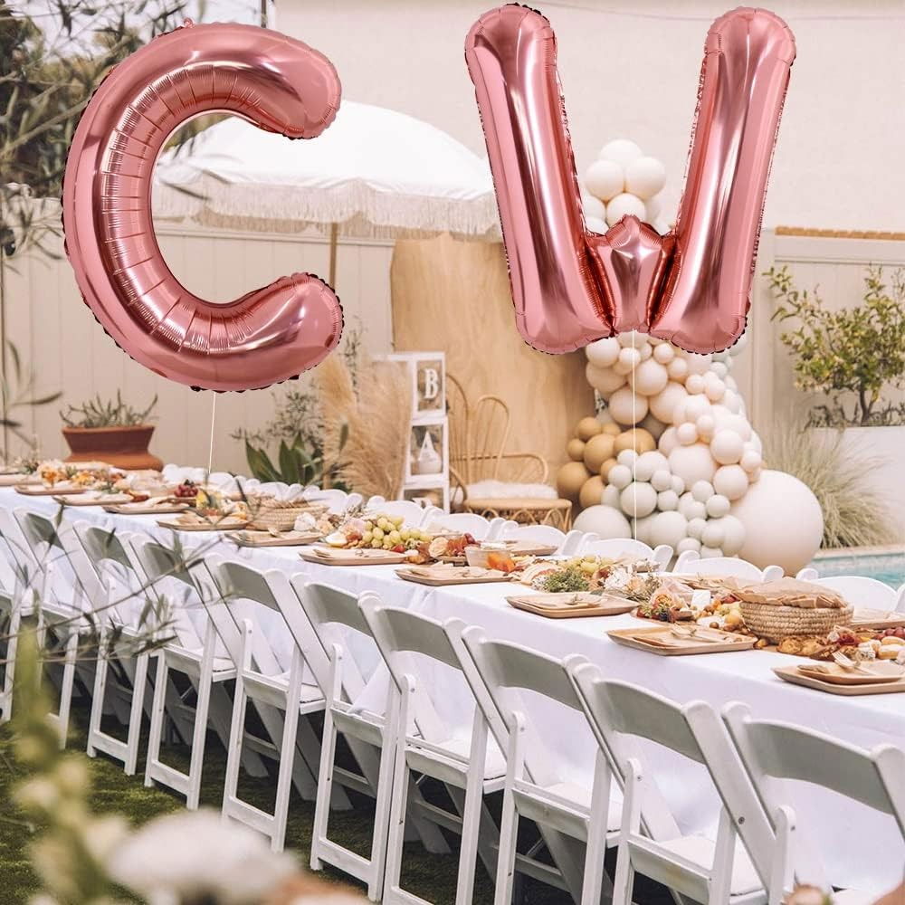 Balon Folie Metalizata Litera W, Flippy, 100 cm, Umflati cu Heliu sau Aer, Ambalaj Individual, Pai inclus, Rose Gold [2]