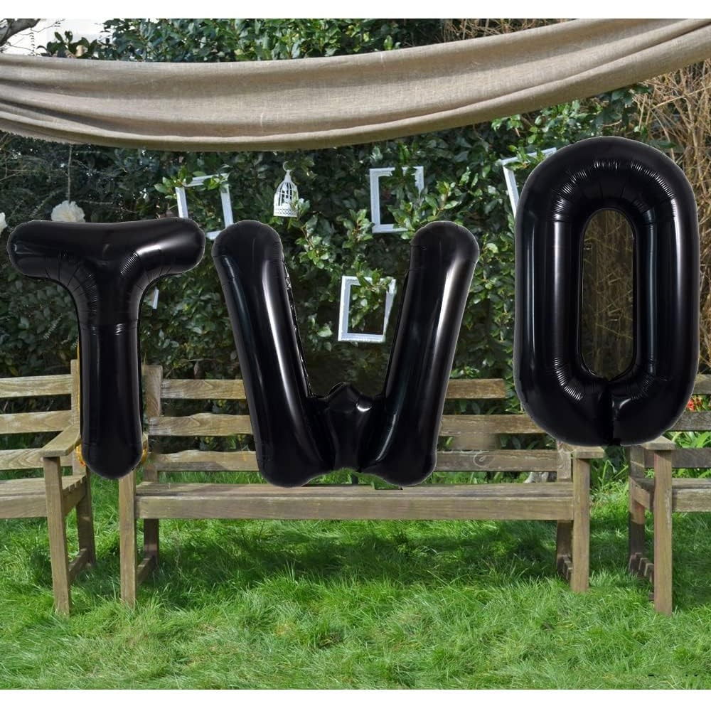 Balon Folie Metalizata Litera W, Flippy, 40 cm, Umflati cu Heliu sau Aer, Ambalaj Individual, Pai inclus, Negru [5]