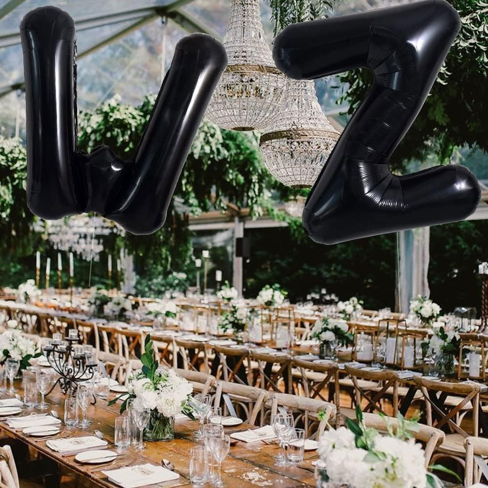 Balon Folie Metalizata Litera W, Flippy, 40 cm, Umflati cu Heliu sau Aer, Ambalaj Individual, Pai inclus, Negru [4]