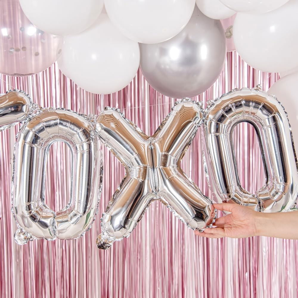 Balon Folie Metalizata Litera X, Flippy, 80 cm, Umflati cu Heliu sau Aer, Ambalaj Individual, Pai inclus, Argintiu [3]