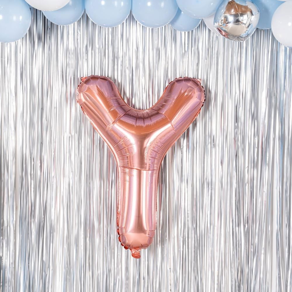 Balon Folie Metalizata Litera Y, Flippy, 100 cm, Umflati cu Heliu sau Aer, Ambalaj Individual, Pai inclus, Rose Gold [4]