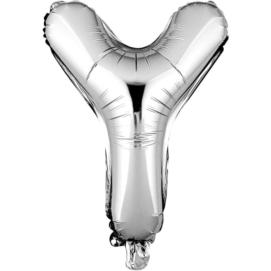 Balon Folie Metalizata Litera Y, Flippy, 40 cm, Umflati cu Heliu sau Aer, Ambalaj Individual, Pai inclus, Argintiu [1]