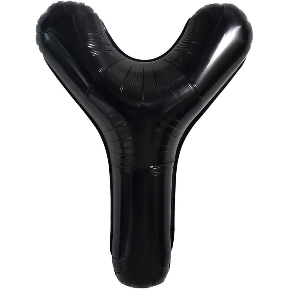 Balon Folie Metalizata Litera Y, Flippy, 40 cm, Umflati cu Heliu sau Aer, Ambalaj Individual, Pai inclus, Negru [1]