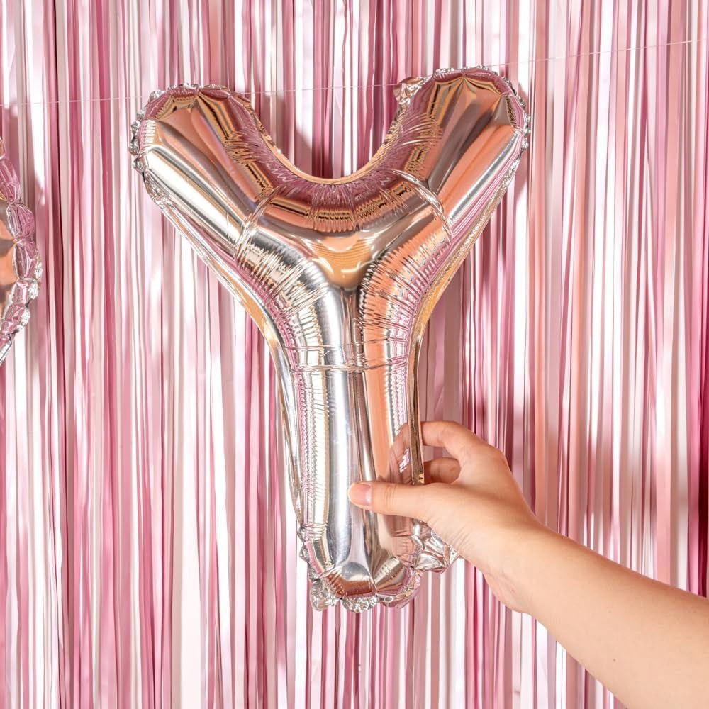 Balon Folie Metalizata Litera Y, Flippy, 80 cm, Umflati cu Heliu sau Aer, Ambalaj Individual, Pai inclus, Argintiu [4]