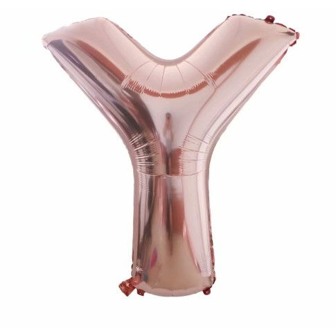 Balon Folie Metalizata Litera Y, Flippy, 80 cm, Umflati cu Heliu sau Aer, Ambalaj Individual, Pai inclus, Rose Gold [5]